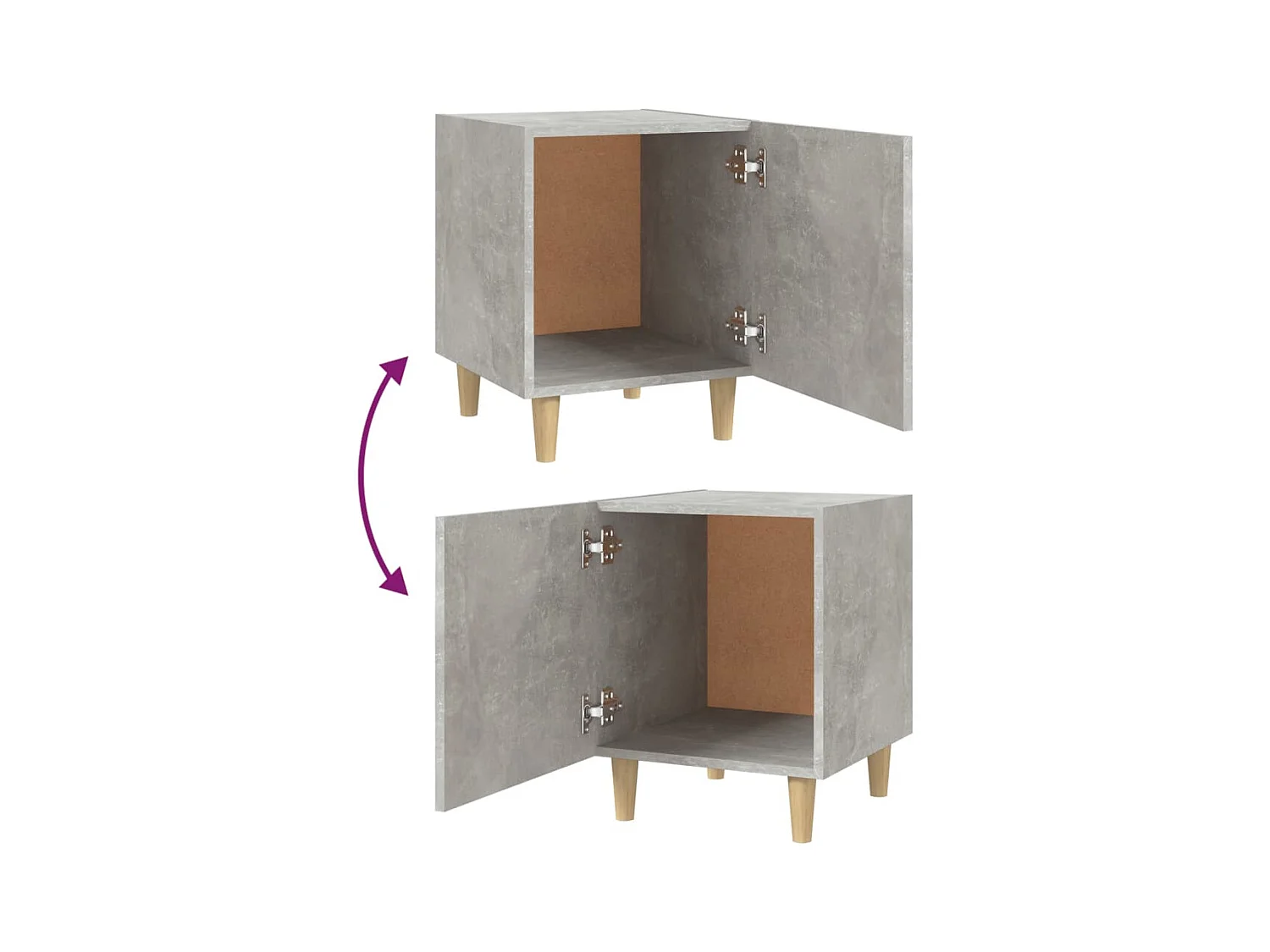 Tables de chevet 2 pcs Gris béton Bois d'ingénierie