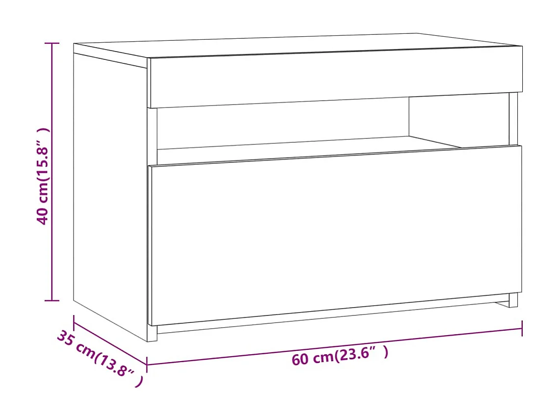 Tables de chevet 2 pcs et lumières LED Chêne fumé 60x35x40 cm