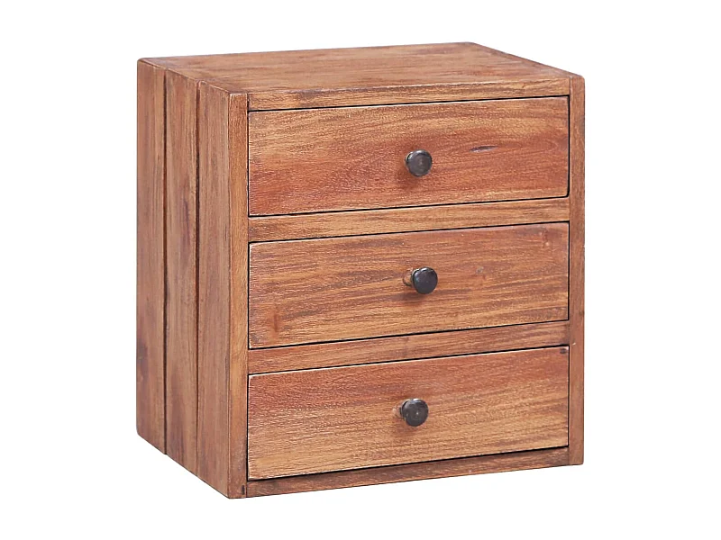 Table de chevet avec 3 tiroirs 35x25x35 cm bois d'acajou massif