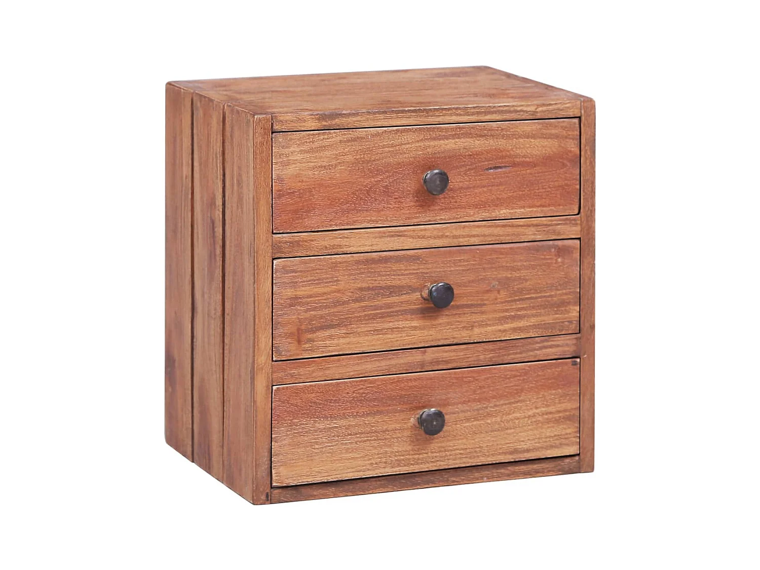 Table de chevet avec 3 tiroirs 35x25x35 cm bois d'acajou massif