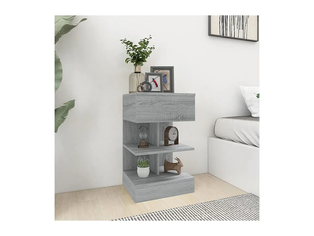 Nachtkastjes 2 st 40x35x65 cm bewerkt hout grijs sonoma eiken