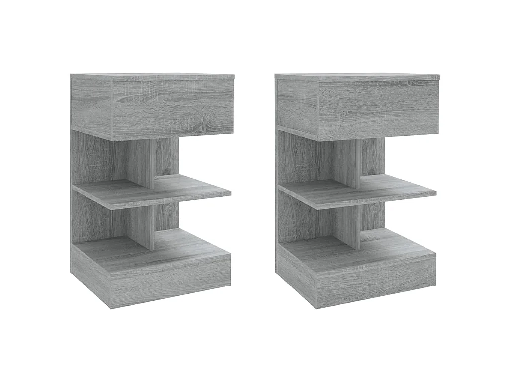 Nachttische 2 Stk. Grau Sonoma 40x35x65 cm Holzwerkstoff