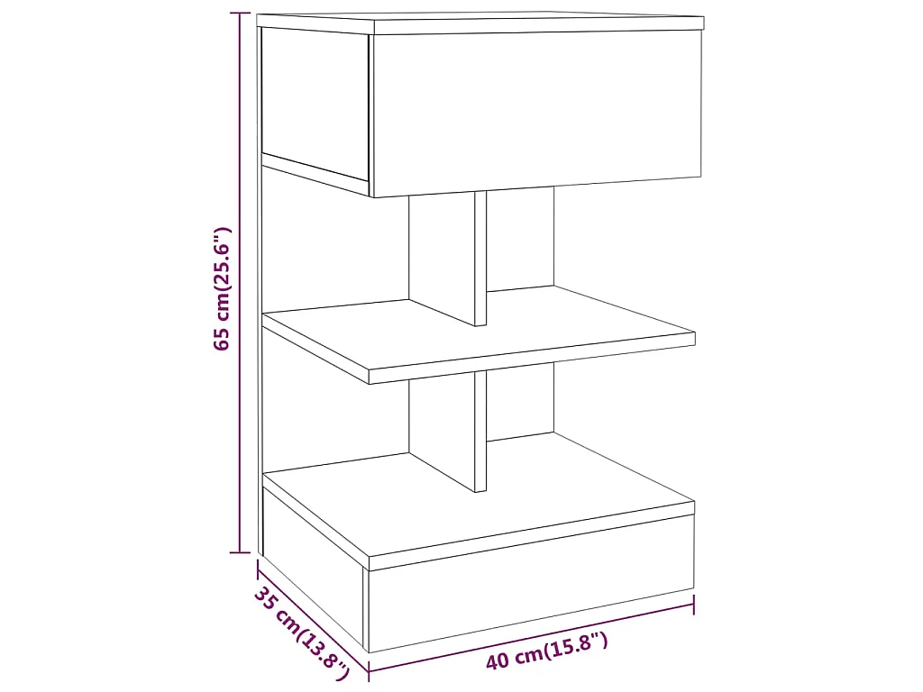 Nachttische 2 Stk. Grau Sonoma 40x35x65 cm Holzwerkstoff