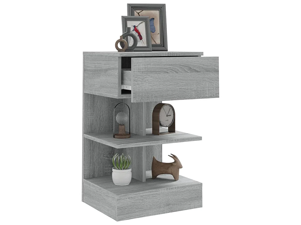 Nachttische 2 Stk. Grau Sonoma 40x35x65 cm Holzwerkstoff