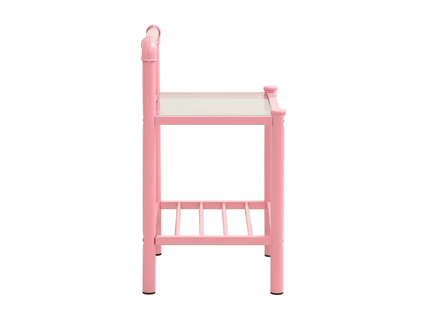 Mesas de cabeceira 2 pcs metal rosa e vidro transparente