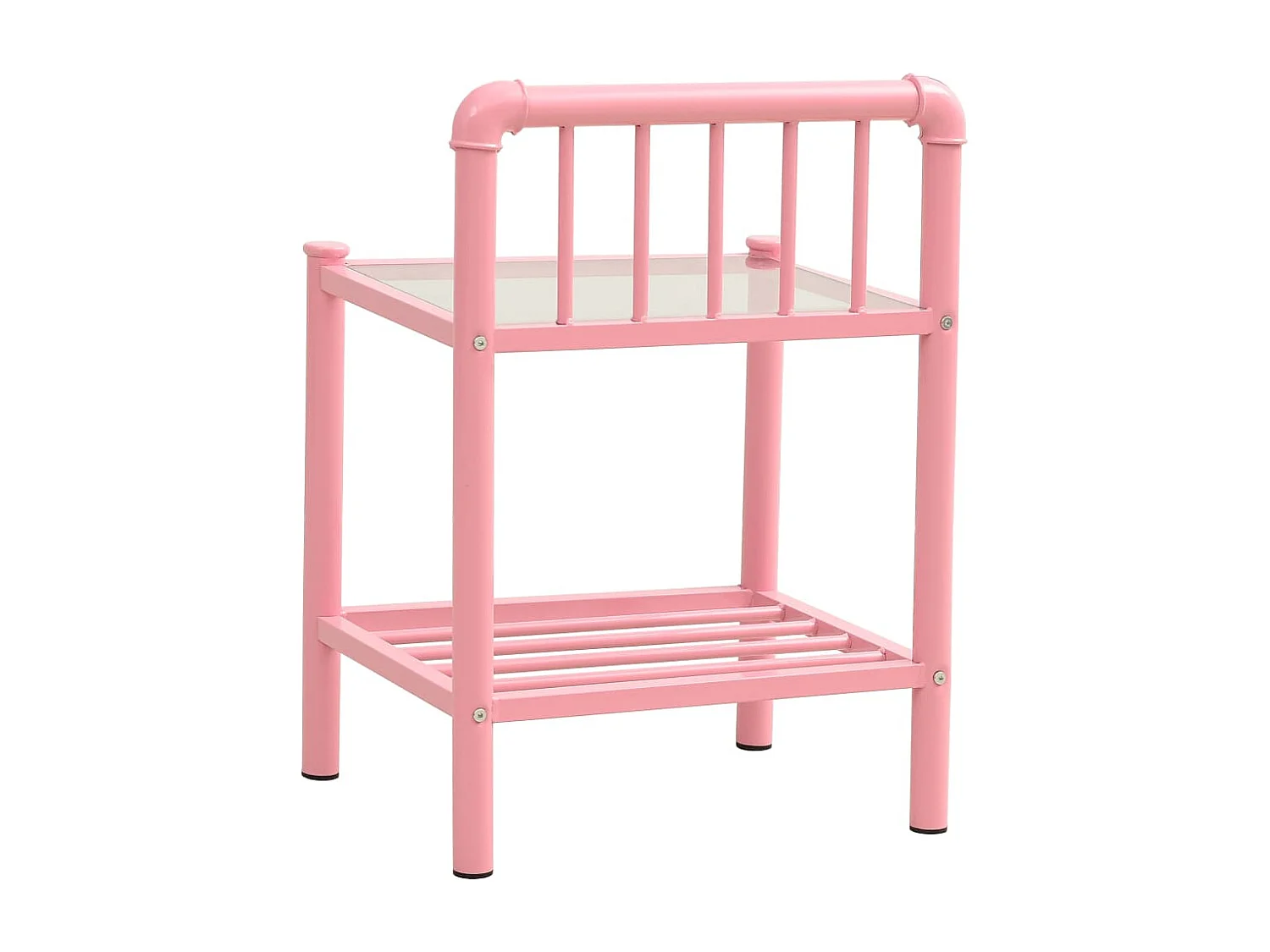 Mesas de cabeceira 2 pcs metal rosa e vidro transparente