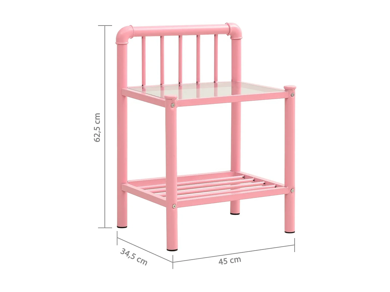 Mesas de cabeceira 2 pcs metal rosa e vidro transparente