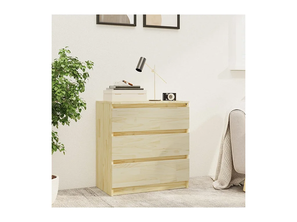 Comodino 60x36x64 cm in Legno Massello di Pino