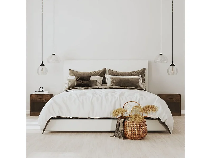 Mesas de cabeceira com gaveta 2 pcs carvalho fumado