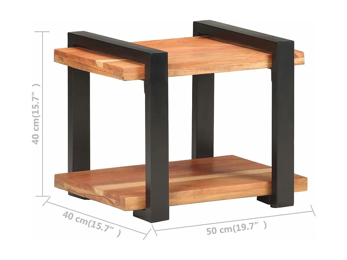 Mesita de noche de madera maciza de acacia 50x40x40 cm