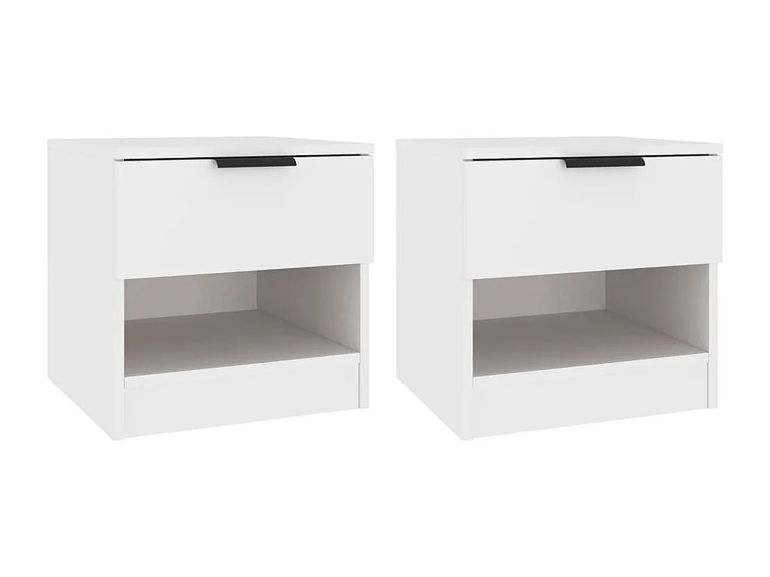 Tables de chevet 2 pcs Blanc Bois d'ingénierie