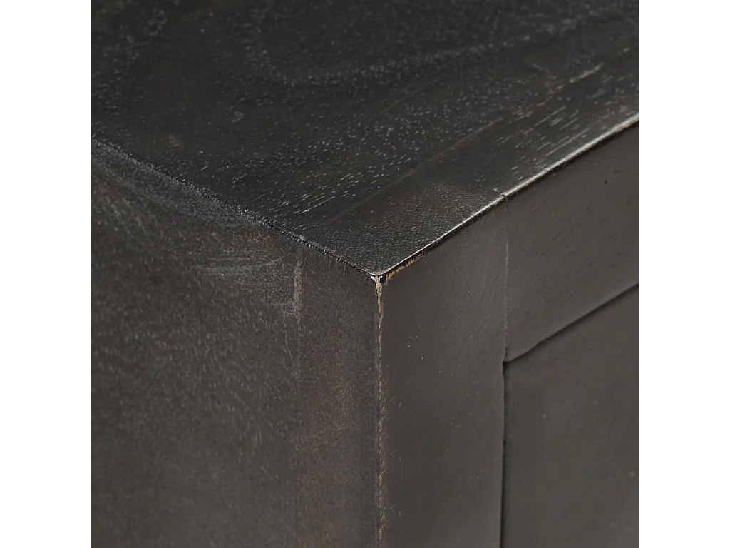 Comodino Nero e Oro 40x30x50 cm in Legno Massello di Mango