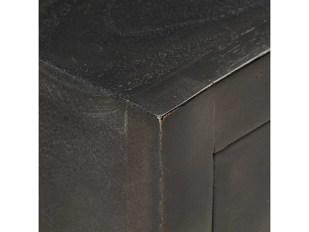 Nachttisch Schwarz und Golden 40 x 30 x 50 cm Mango Massivholz