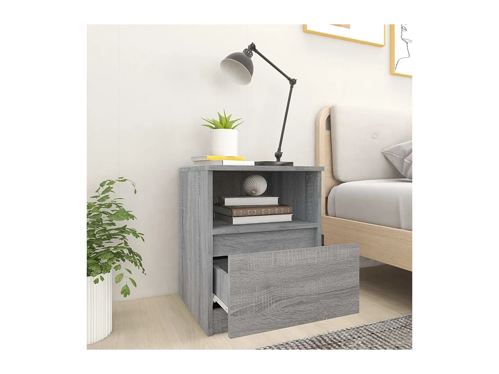 Table de chevet sonoma gris 40x40x50 cm bois d'ingénierie