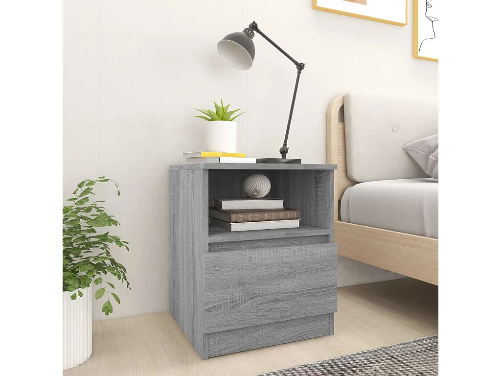 Table de chevet sonoma gris 40x40x50 cm bois d'ingénierie