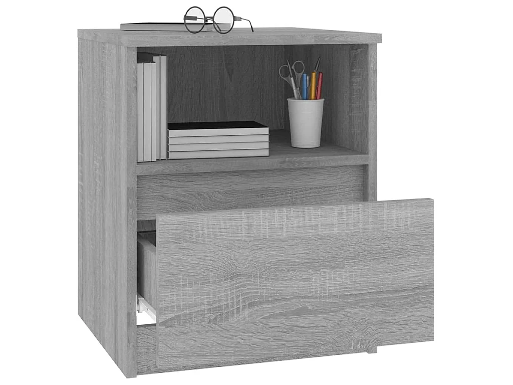 Table de chevet sonoma gris 40x40x50 cm bois d'ingénierie