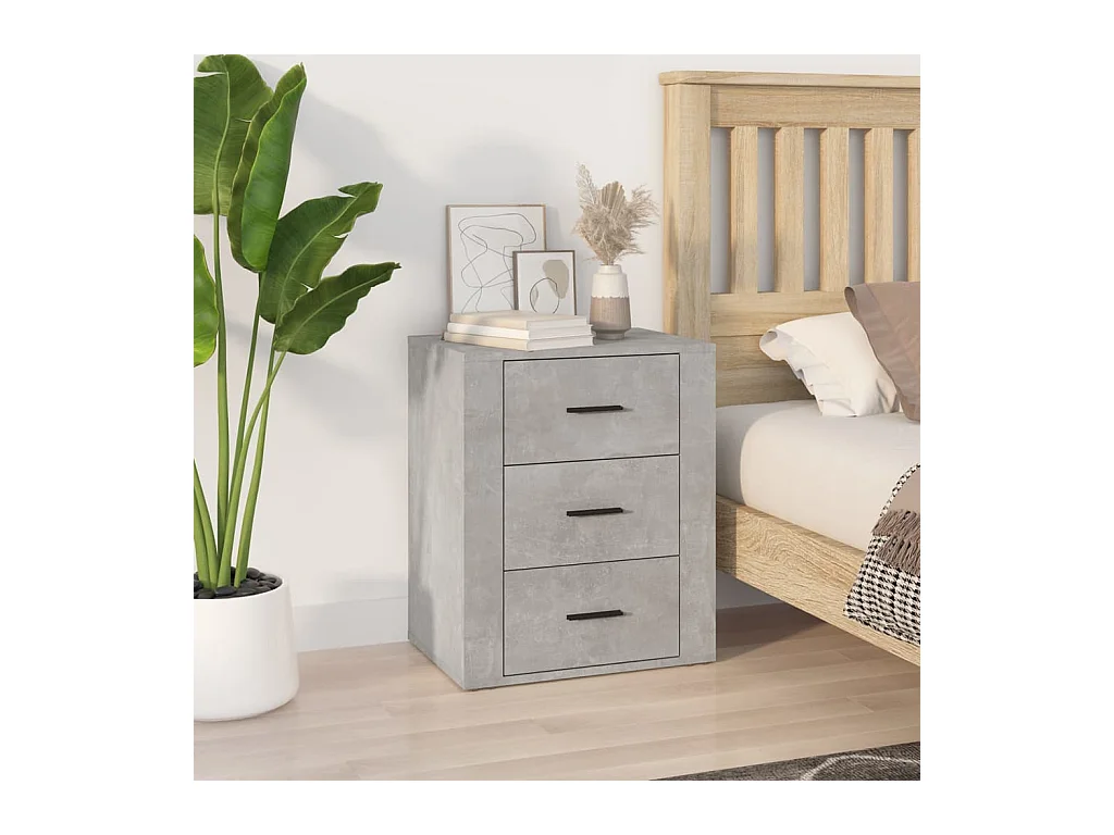 Comodino Grigio Cemento 50x36x60 cm in Legno Multistrato