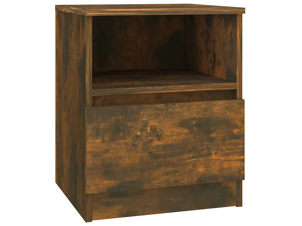 Table de chevet chêne fumé 40x40x50 cm bois d'ingénierie
