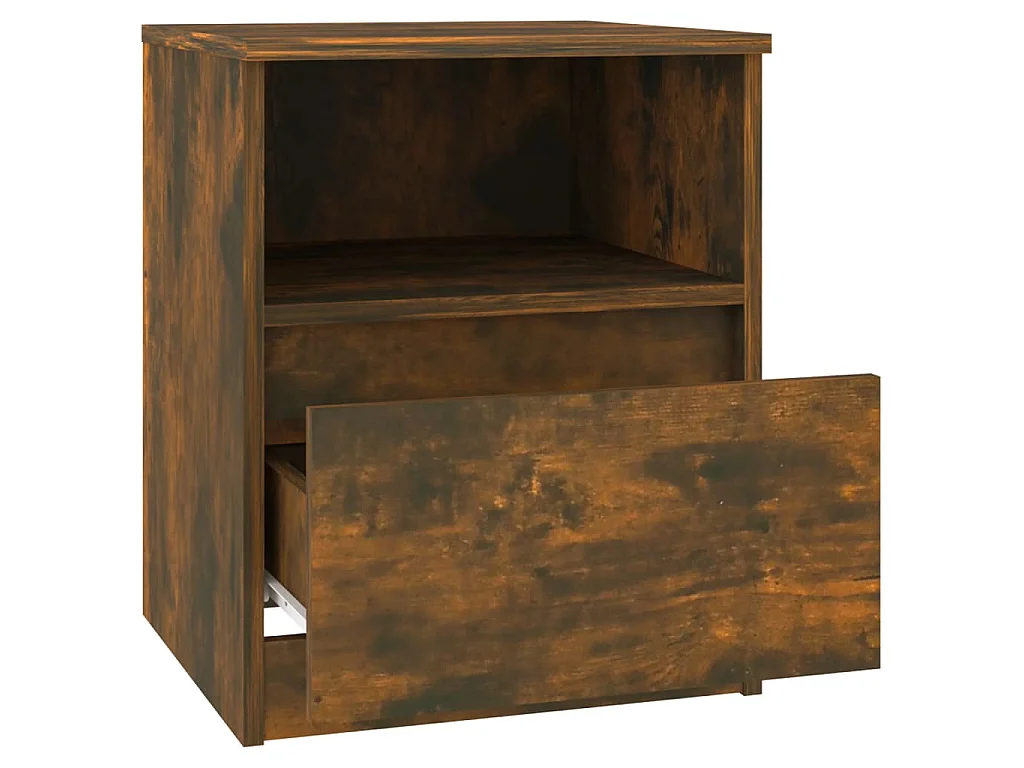 Table de chevet chêne fumé 40x40x50 cm bois d'ingénierie