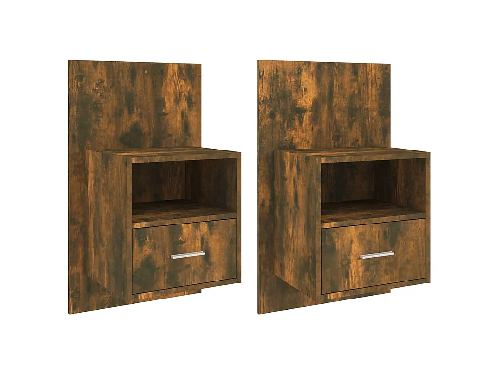 Comodini a Muro 2 pz Rovere Fumo