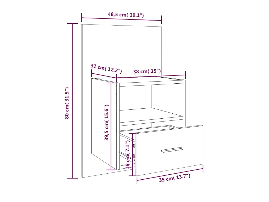 Comodini a Muro 2 pz Rovere Fumo