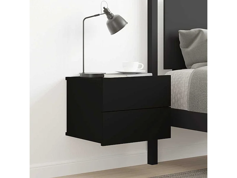 Comodino Nero 40x30x30 cm in Legno Multistrato