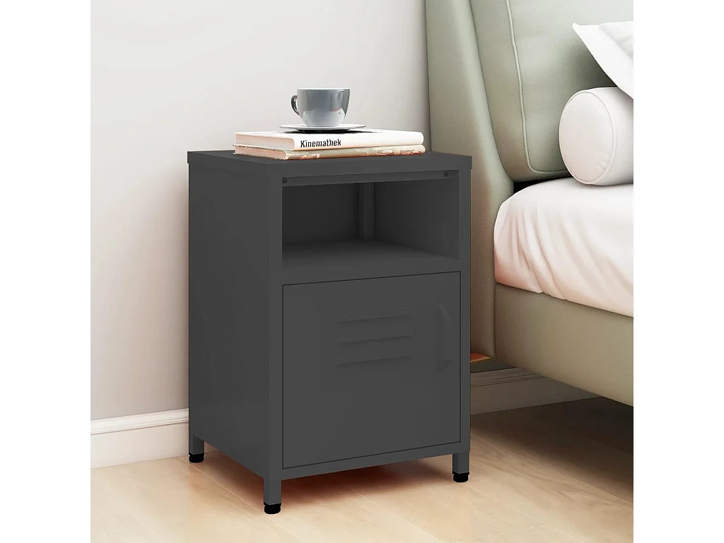 Table de chevet Anthracite 35x35x51 cm Acier