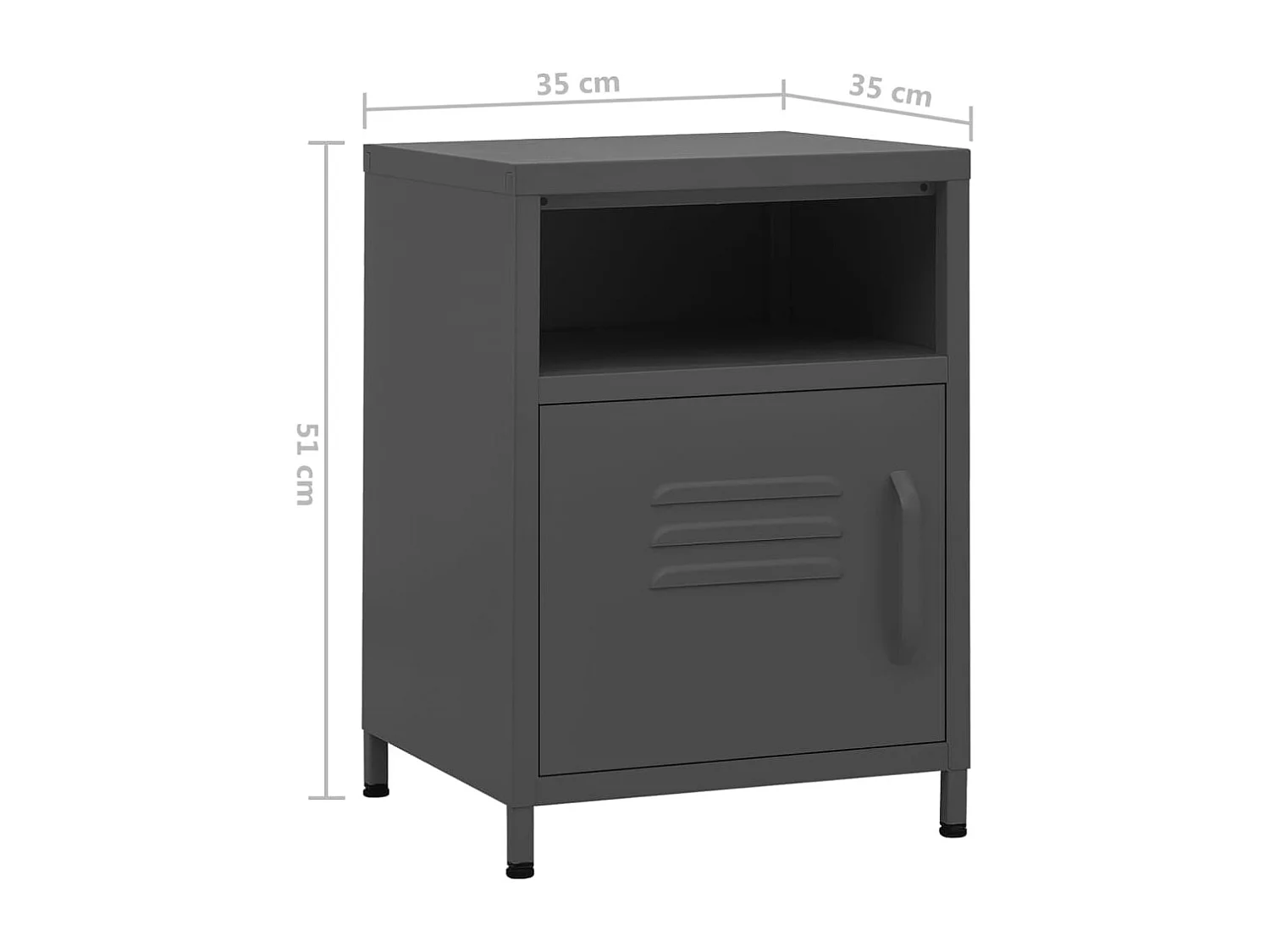 Table de chevet Anthracite 35x35x51 cm Acier