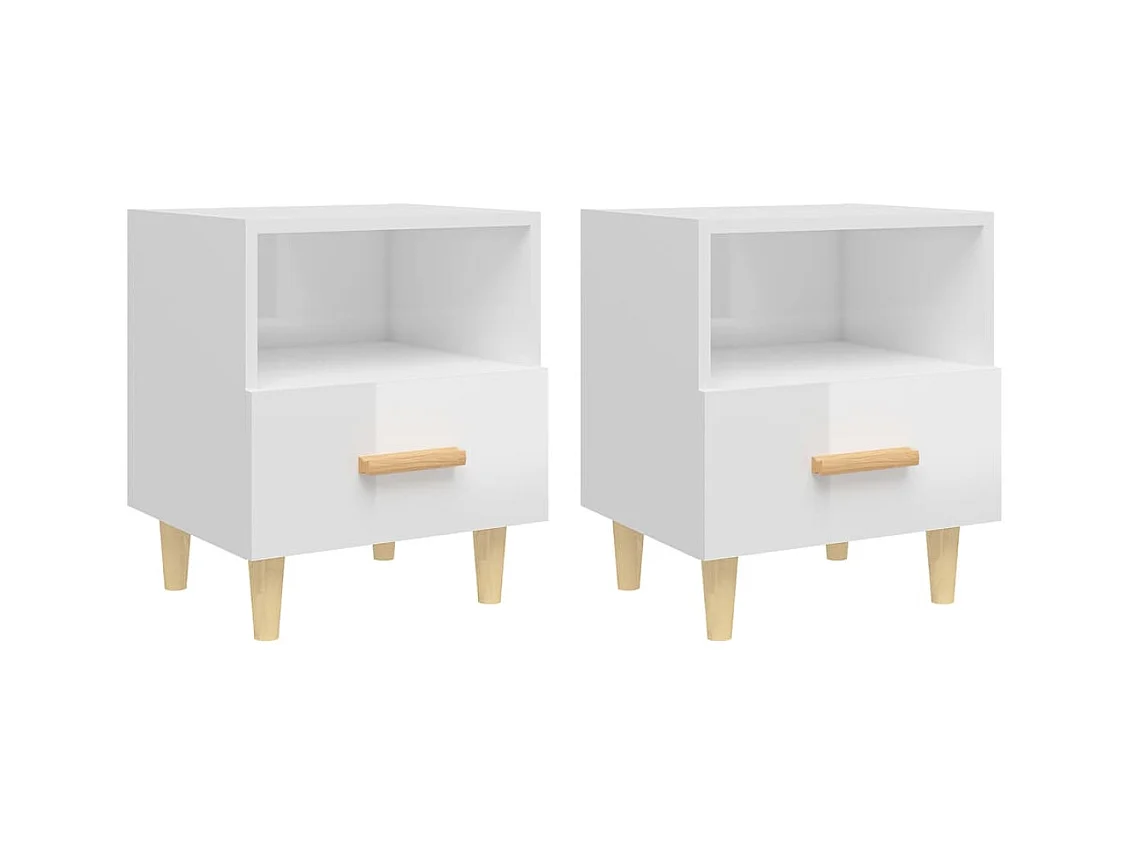 Mesas de cabeceira 2 pcs 40x35x47 cm branco brilhante