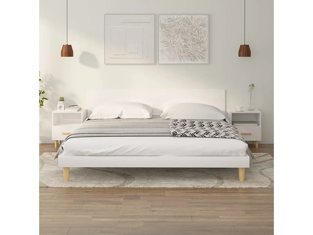 Tables de chevet 2 pcs blanc brillant 40x35x47 cm