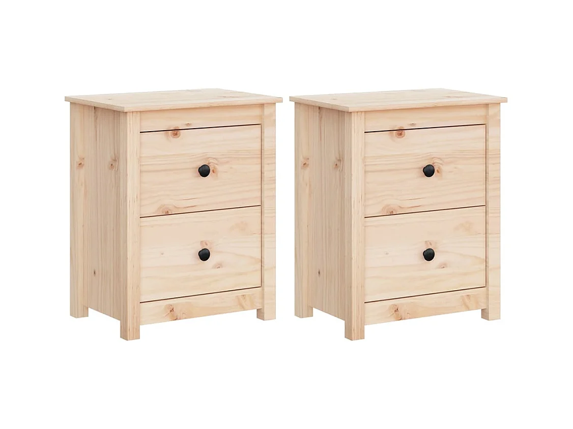 Comodini 2 pz 50x35x61,5 cm in Legno Massello di Pino