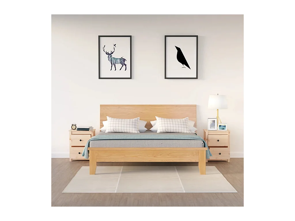 Comodini 2 pz 50x35x61,5 cm in Legno Massello di Pino