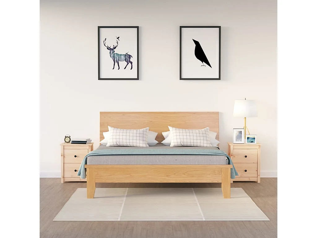 Comodini 2 pz 50x35x61,5 cm in Legno Massello di Pino