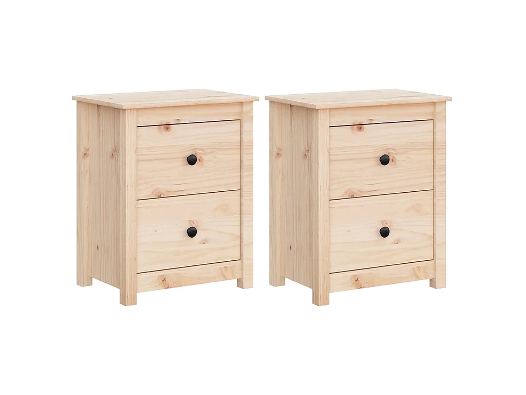 Comodini 2 pz 50x35x61,5 cm in Legno Massello di Pino