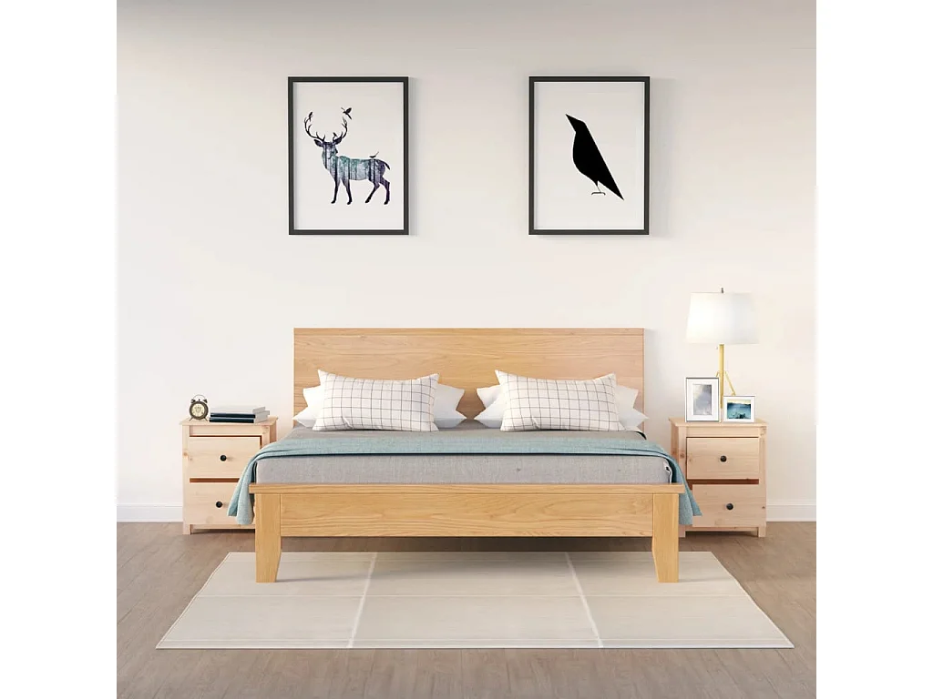 Comodini 2 pz 50x35x61,5 cm in Legno Massello di Pino