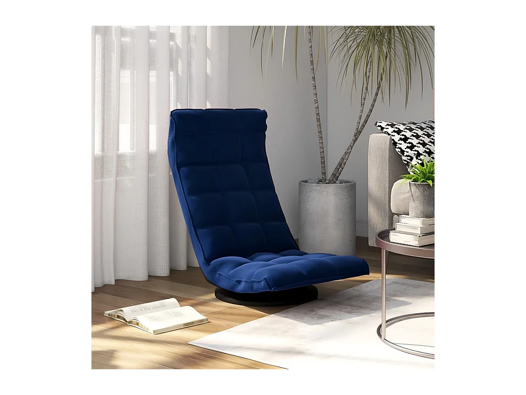 Chaise de sol pivotante Bleu Velours