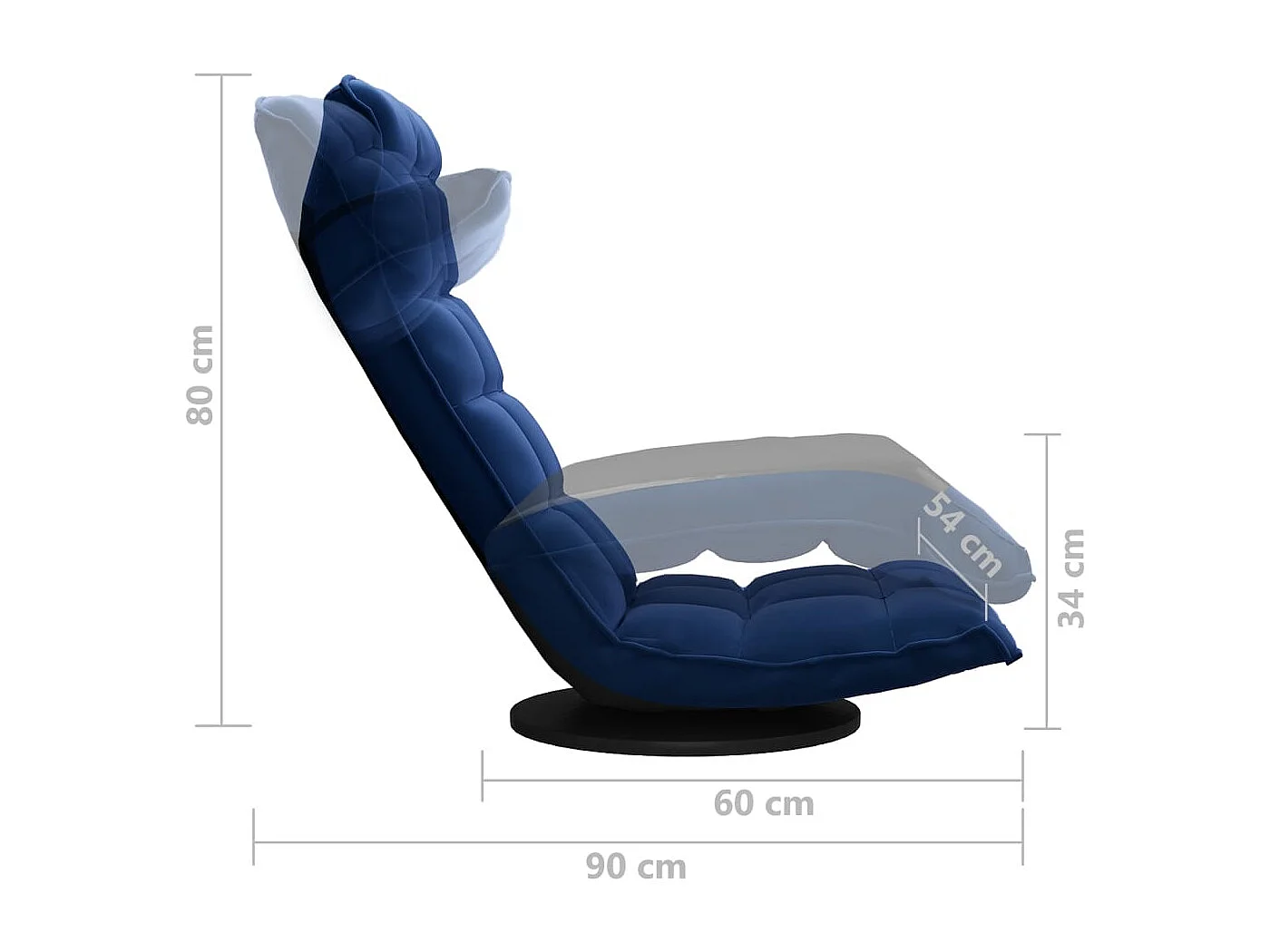 Vloerstoel draaibaar fluweel blauw