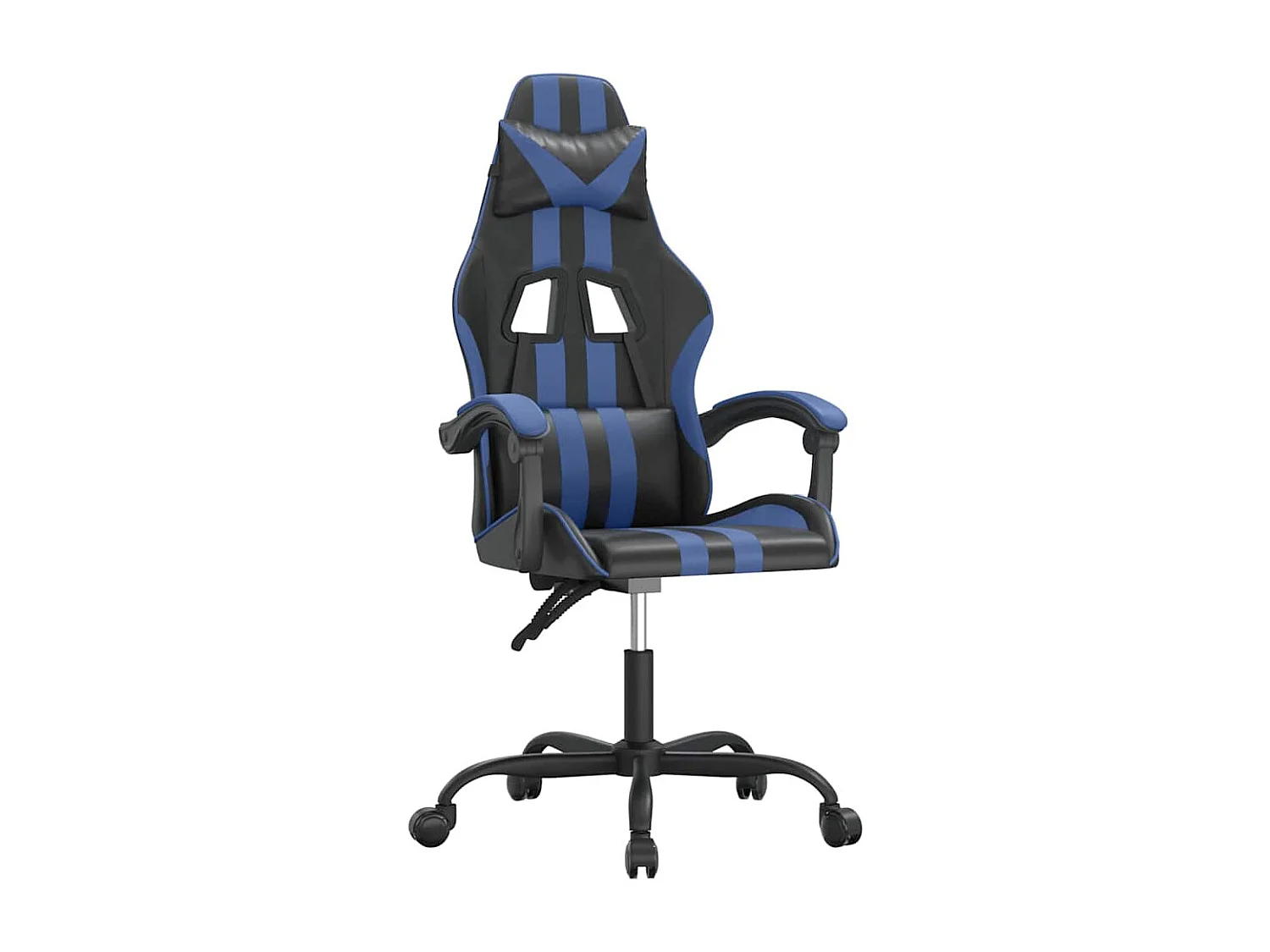 Chaise de jeu pivotante Noir et bleu Similicuir