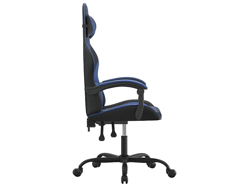 Chaise de jeu pivotante Noir et bleu Similicuir