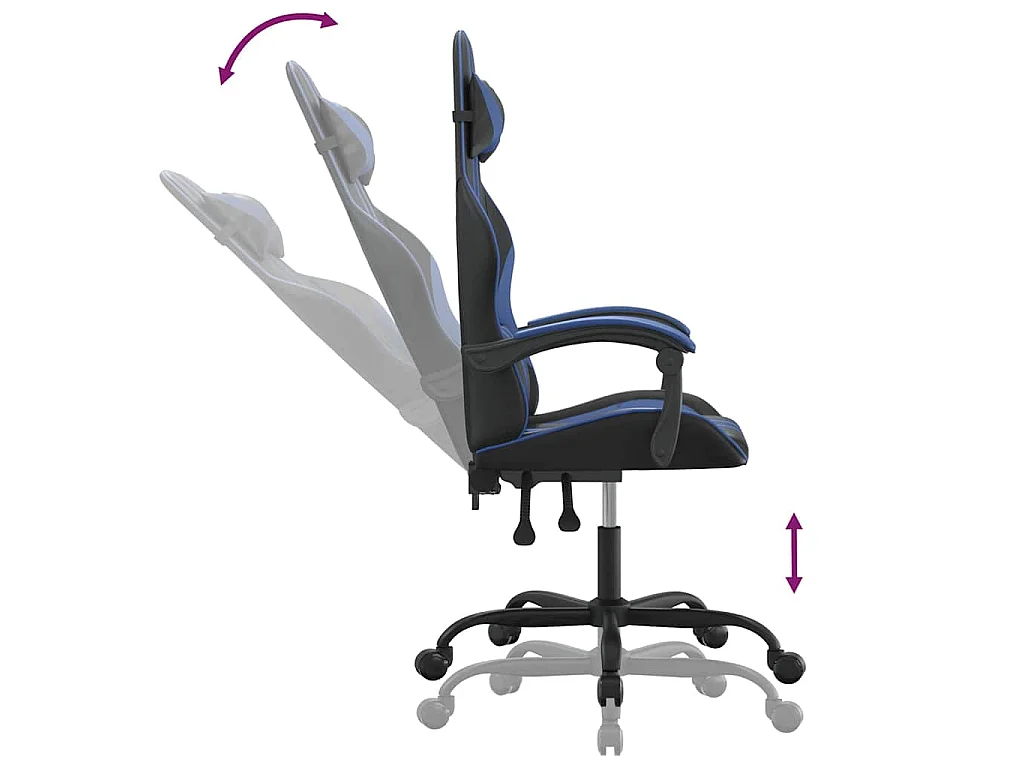 Chaise de jeu pivotante Noir et bleu Similicuir