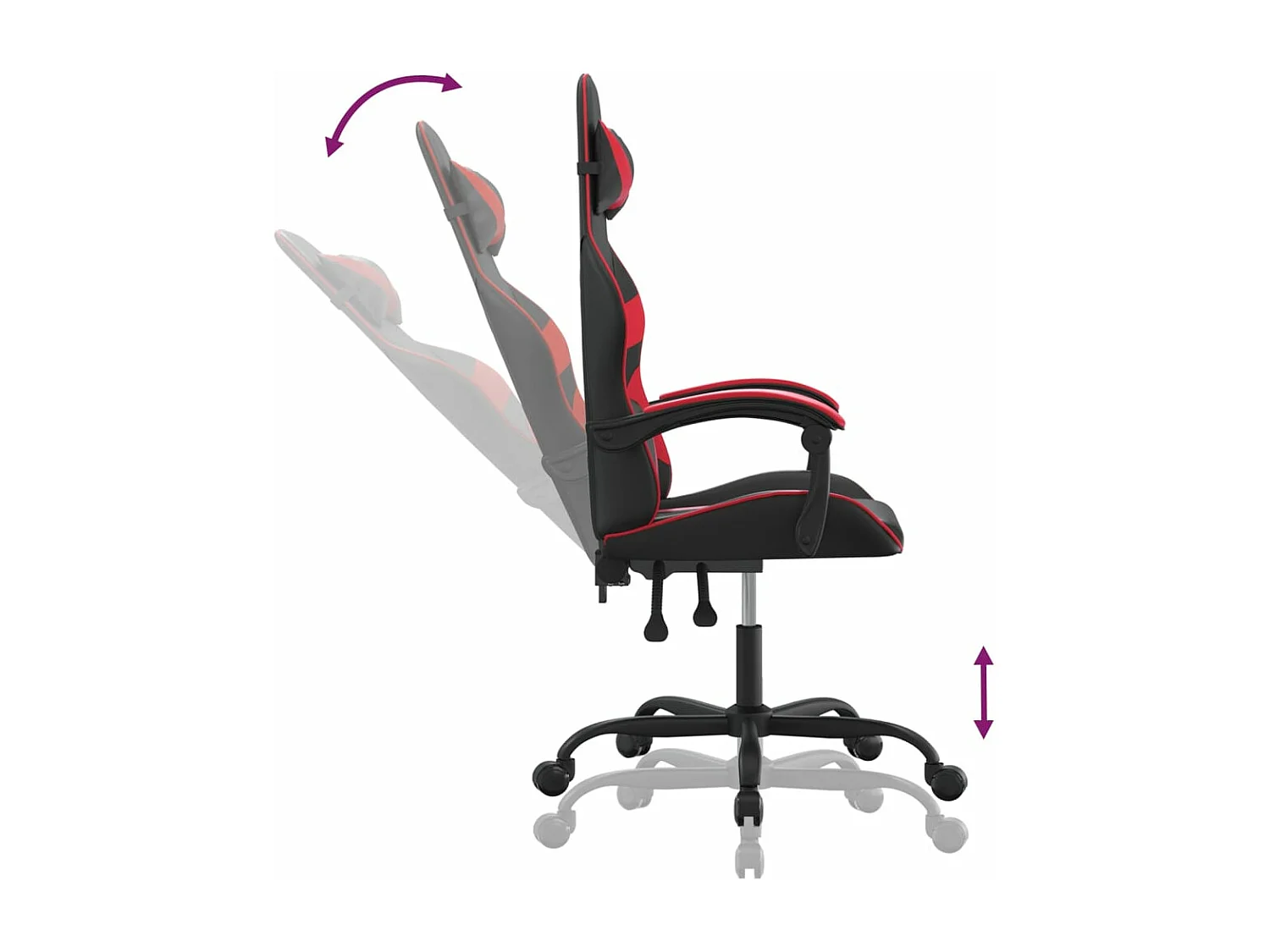 Chaise de jeu pivotante Noir et rouge Similicuir