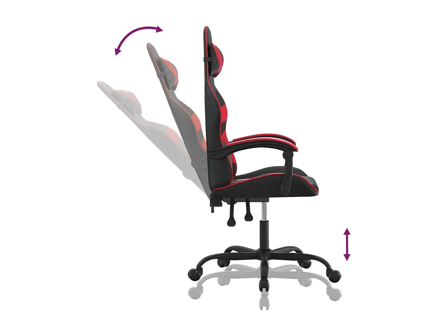 Chaise de jeu pivotante Noir et rouge Similicuir