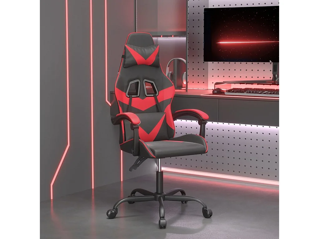 Gaming-Stuhl Drehbar Schwarz und Rot Kunstleder