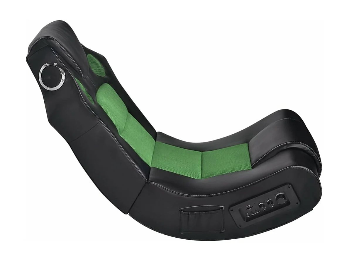 Fauteuil à bascule à enceinte Noir et vert Similicuir