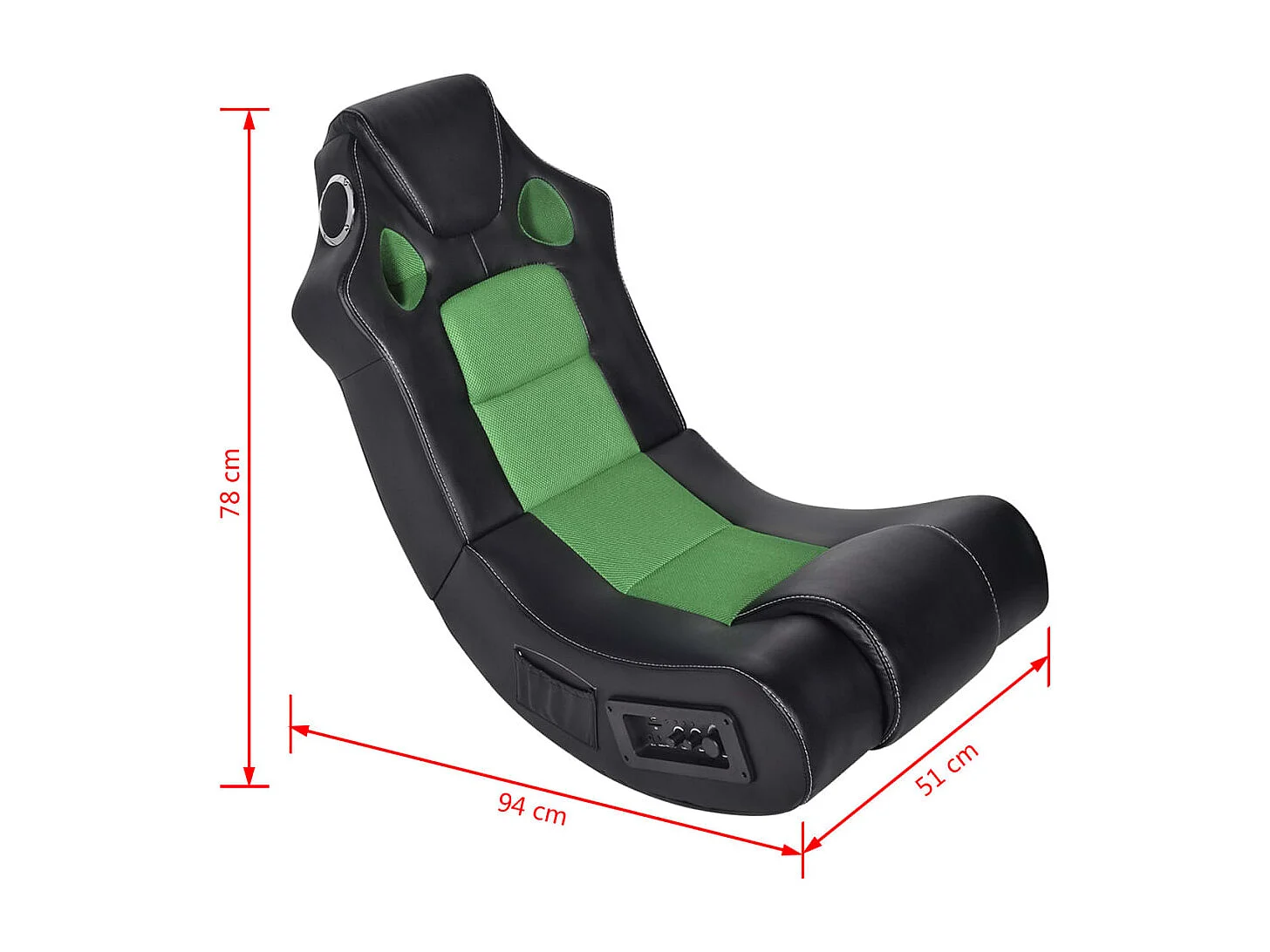 Fauteuil à bascule à enceinte Noir et vert Similicuir