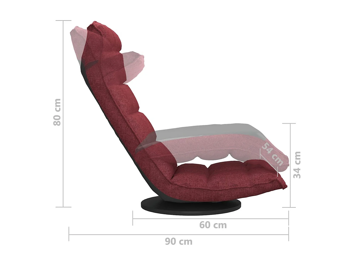 Chaise de sol pivotante Rouge bordeaux Tissu