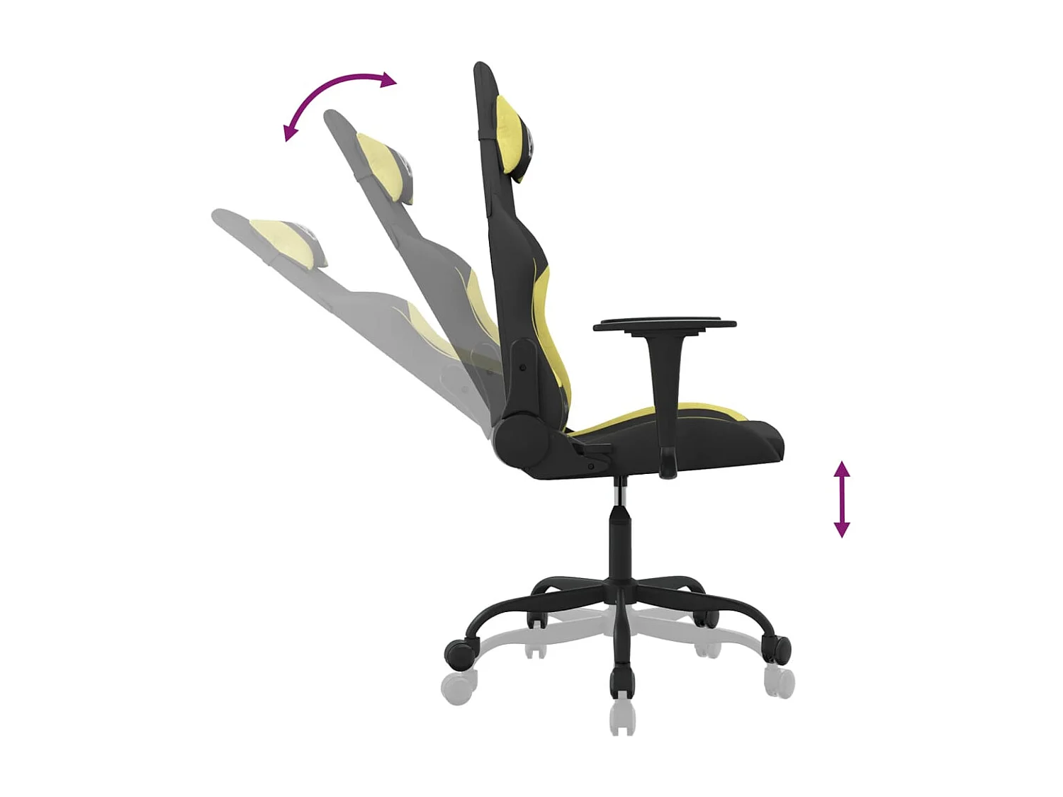 Sedia da Gaming Nero e Verde Chiaro in Tessuto