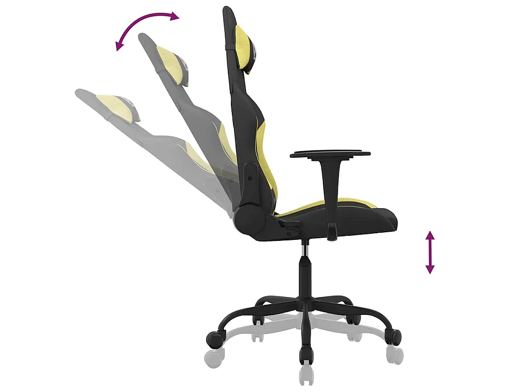 Chaise de jeu de massage Noir et vert clair Tissu