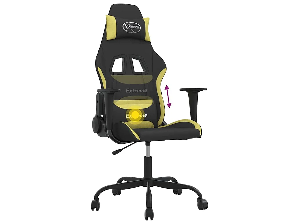 Chaise de jeu de massage Noir et vert clair Tissu