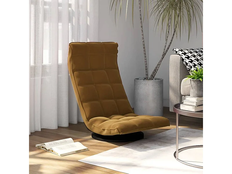 Chaise de sol pivotante Marron Velours